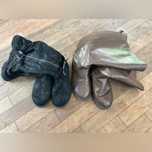 Chic Black and Brown Knee-High Boots
